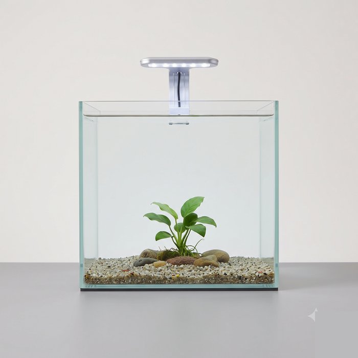 Nano aquário de vidro curvado para mesa