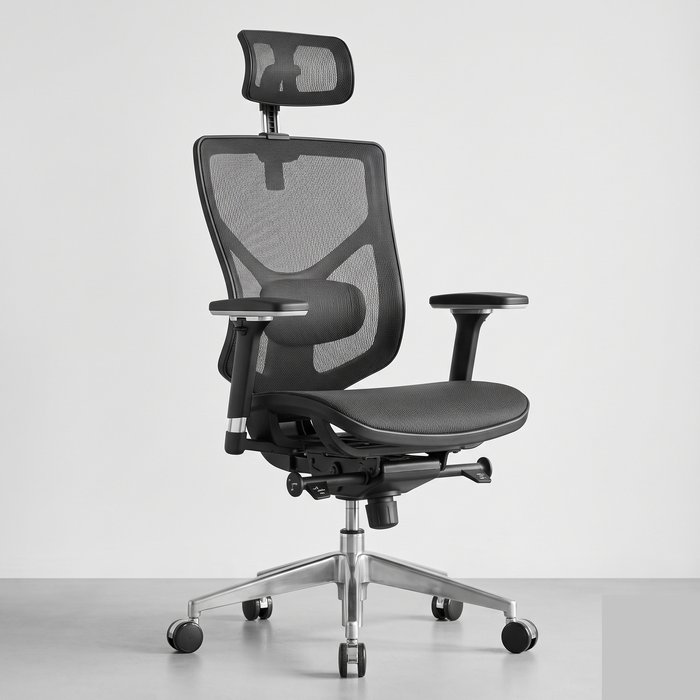 Cadeira ergonômica de tela mesh com apoio lombar ajustável