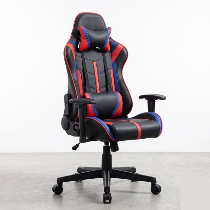 Cadeira gamer estilo racing com encosto alto e almofadas