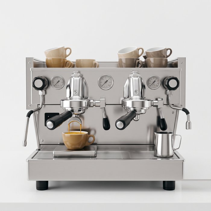 Máquina de espresso profissional de duas grupos em aço inox