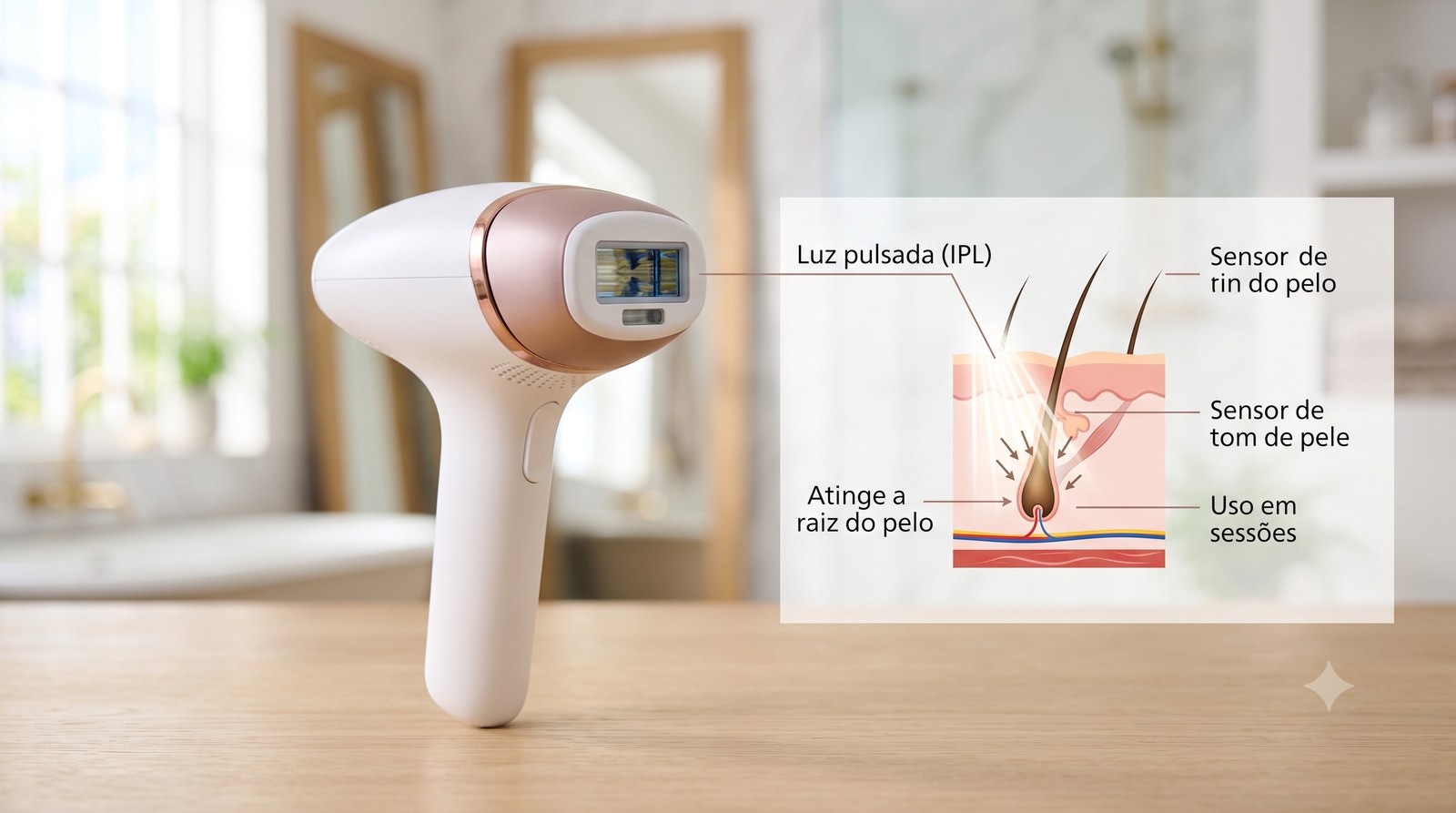 Como funciona o depilador IPL: a luz pulsada atinge a raiz do pelo e reduz o crescimento