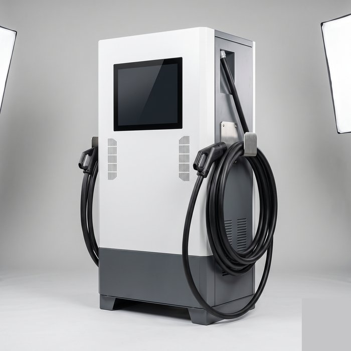 Carregador rápido DC de grande porte com tela e cabo reforçado
