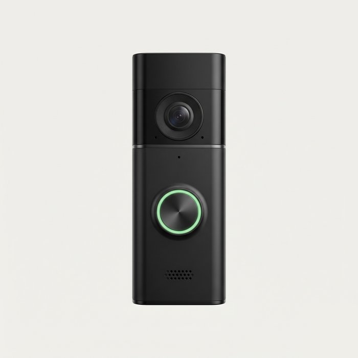 Campainha inteligente com câmera Wi-Fi instalada ao lado da porta