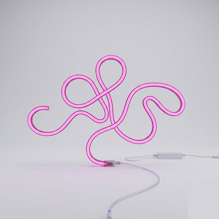 Cordão de neon flexível LED aceso formando uma linha contínua de luz