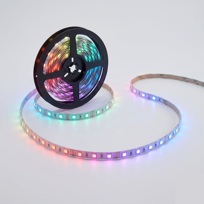 Fita LED RGBIC endereçável com efeito de várias cores em degradê