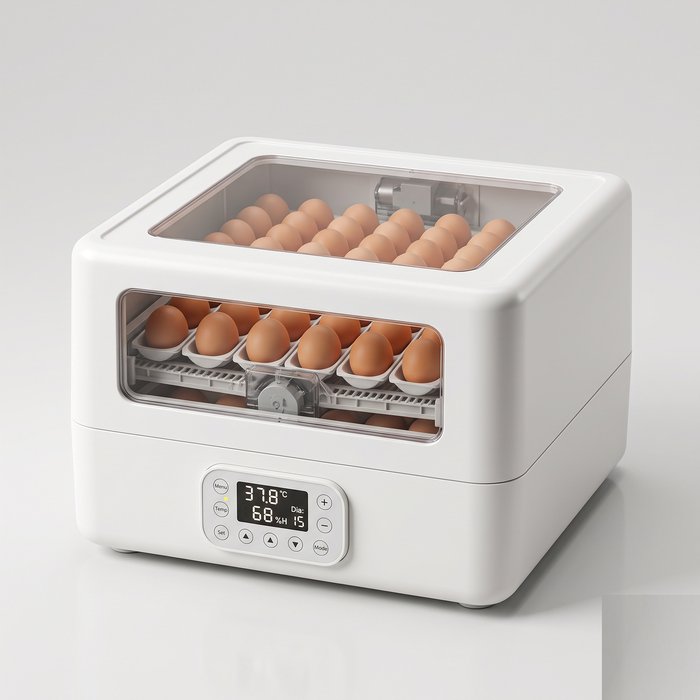 Incubadora automática média para 56 a 64 ovos, uso semiprofissional