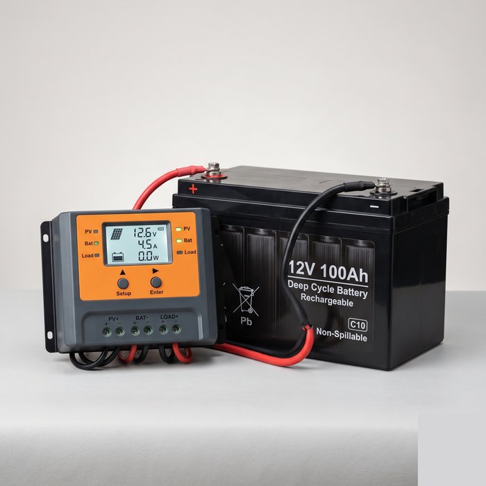 Kit solar off-grid com controlador de carga e bateria