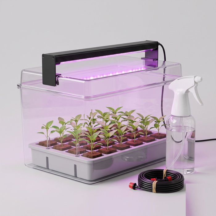 Mini estufa de cultivo indoor com luz de crescimento LED