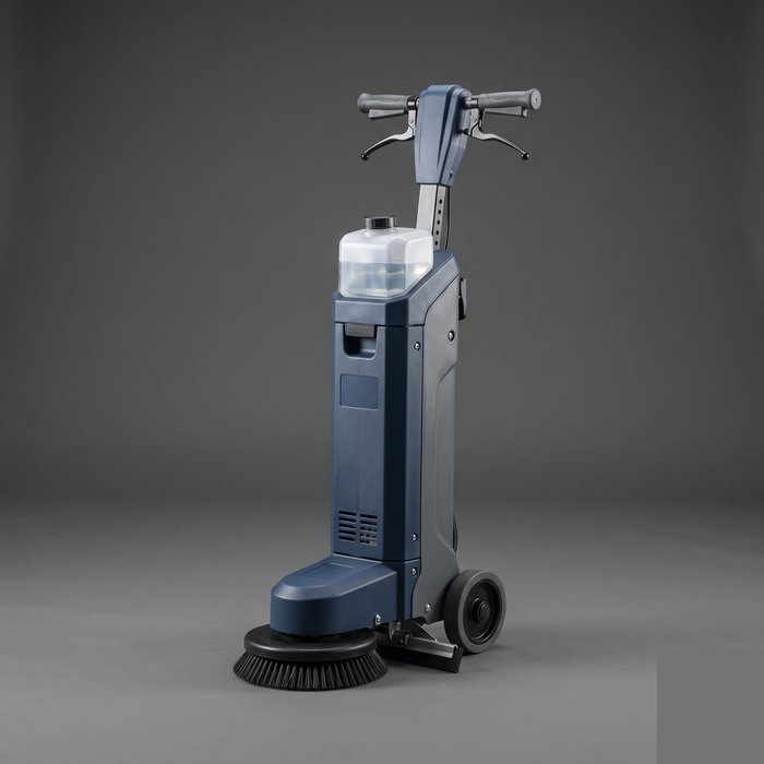 Lavadora de piso walk-behind compacta com cabo de condução e tanque pequeno