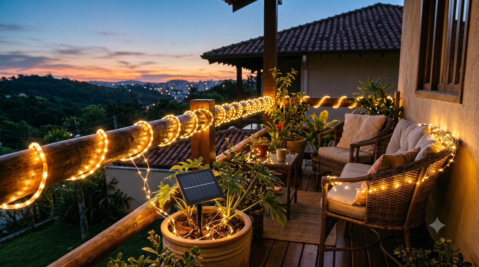 Luminária solar LED decorativa