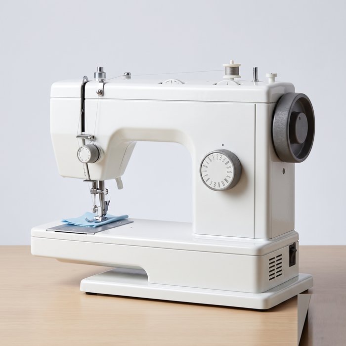 Máquina de costura doméstica de bancada com braço em C e volante lateral