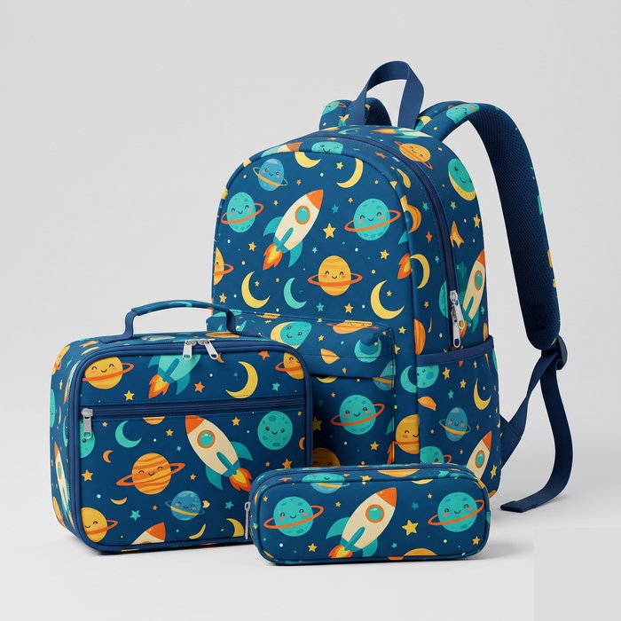 Mochila escolar de costas colorida para criança