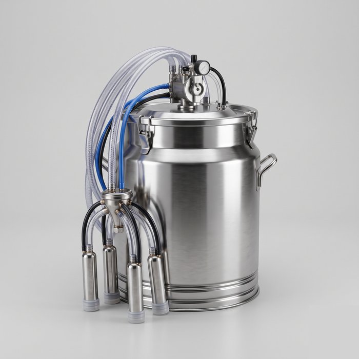 Ordenhadeira balde portátil de aço inox com teteiras