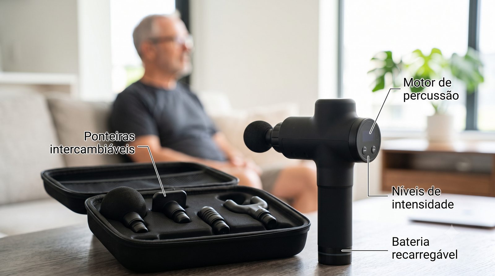 Como funciona a pistola de massagem: o motor faz a ponteira bater rápido no músculo