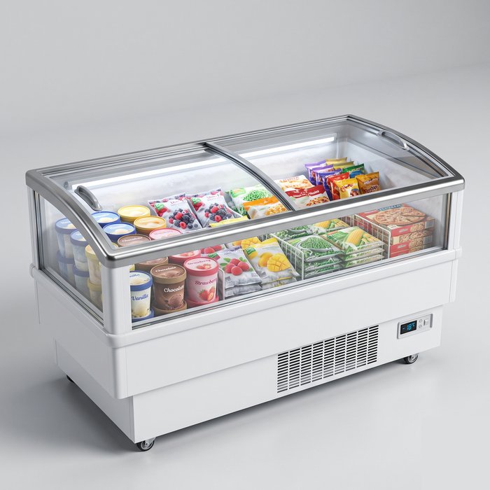 Freezer horizontal ilha para sorvete e congelados