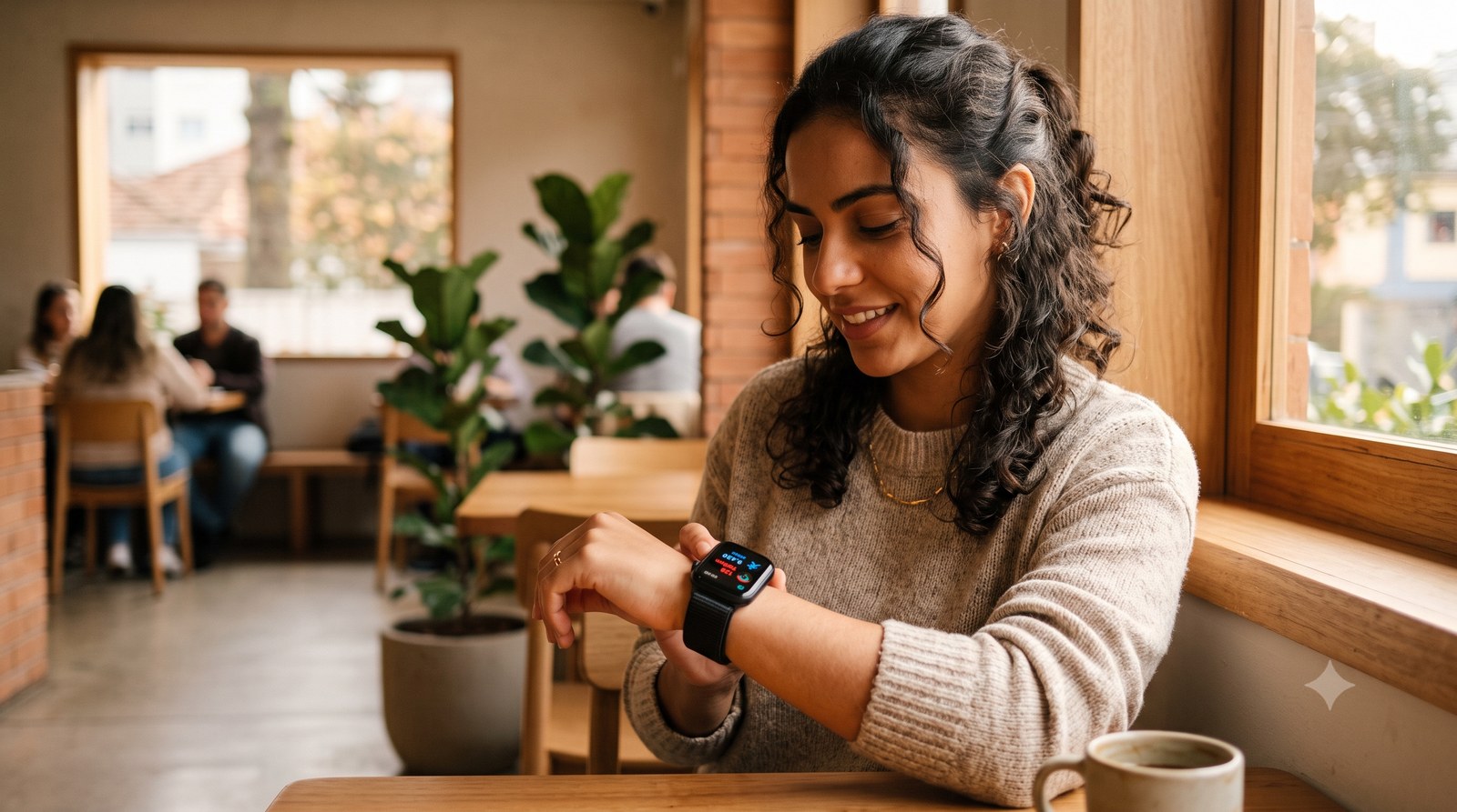 Relógio inteligente (smartwatch) no pulso